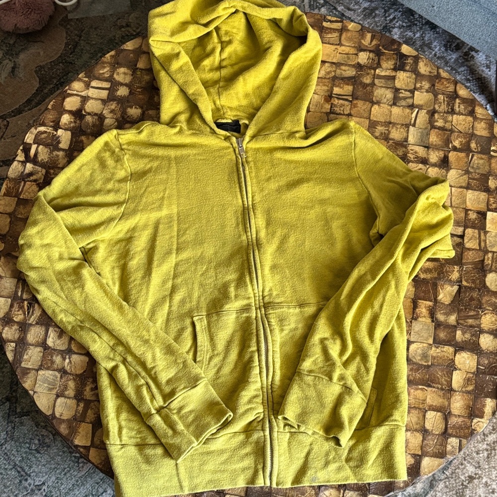 Monrow Lime Green Zip-Up Hoodie